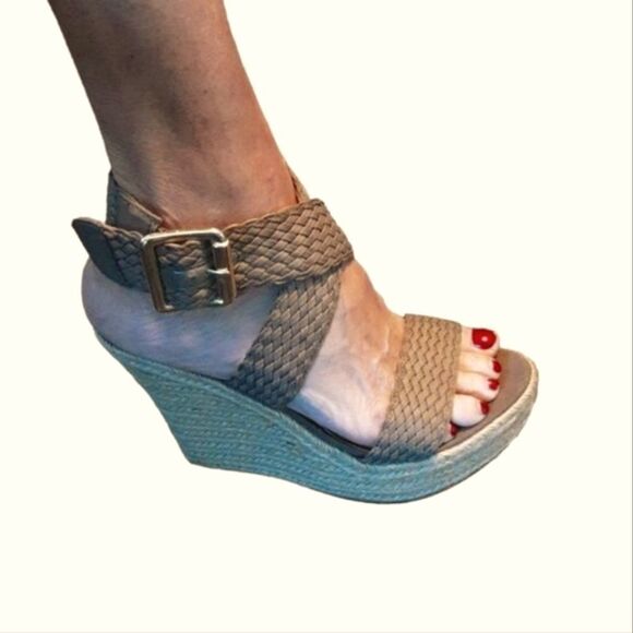 JustFab Sandals Woven Platform Wedge Sisal Braid Ankle Strap Women's Size 7.5 - Picture 11 of 13